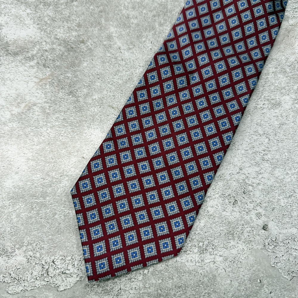 Jos. A. Bank Silk Tie Mens One Size Red Geometric Made In China Necktie